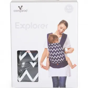 Marsupiu ergonomic bebe Explorer, Cangaroo, 3 pozitii, 3.6-15 kg, bumbac, Gri