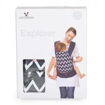 Marsupiu ergonomic bebe Explorer, Cangaroo, 3 pozitii, 3.6-15 kg, bumbac, Negru