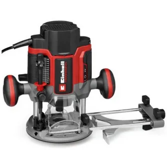 Masina de frezat Einhell Professinal TP-RO 1400 E, 1400 W, cursa 55 mm, pensete ? 6 si 8 mm, LED, inclusiv ghidaj paralel, varf compas, manson copiere si scule
