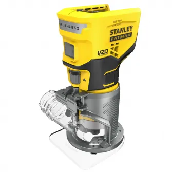 Masina de frezat (router) pe acumulator Stanley FatMax SFMCW400B, 18V V20, brushless, 8 mm, turatie variabila 16000 - 30000 RPM, sistem de control precis, schimbare usoara a frezei, sistem conectare aspirator, nu include incarcator/acumulator