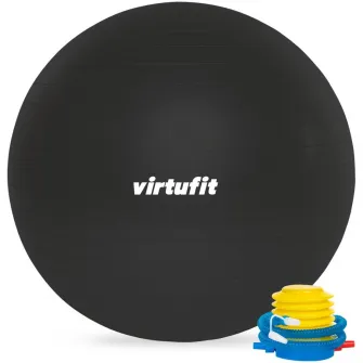Minge fitness VirtuFit Anti-Burst Pro, Gri, 65cm, Cu pompa, Material rezistent
