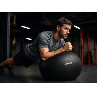 Minge fitness VirtuFit Anti-Burst Pro, Gri, 65cm, Cu pompa, Material rezistent