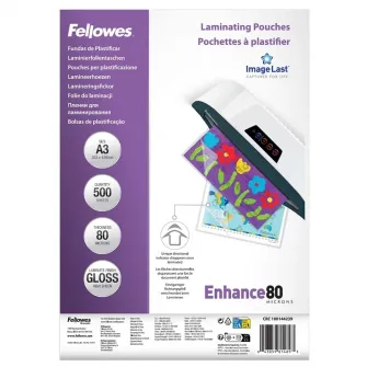 Pachet de 500 de folii laminare A3 80 microni, Fellowes