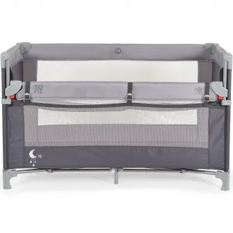 Patut pliant bebe Next Level, Moni, cu laterala culisanta, 120x60 cm, Gri