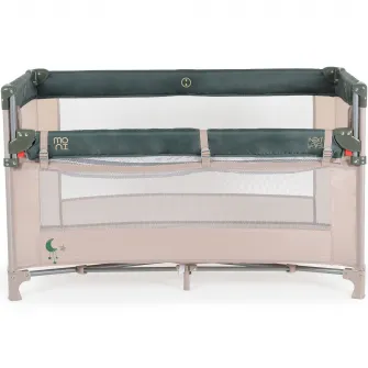Patut pliant bebe Next Level, Moni, cu laterala culisanta, 120x60 cm, Verde