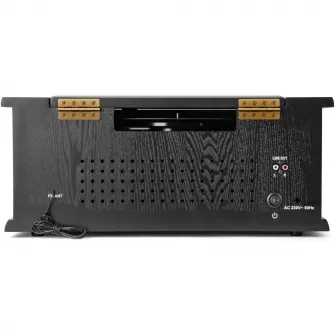 Pick-up si Sistem audio retro 5-in-1 AKAI ATT-350CC, CD Player, Casetofon, Bluetooth, Radio FM/AM, Inregistrare USB (Encoding), Negru/Argintiu