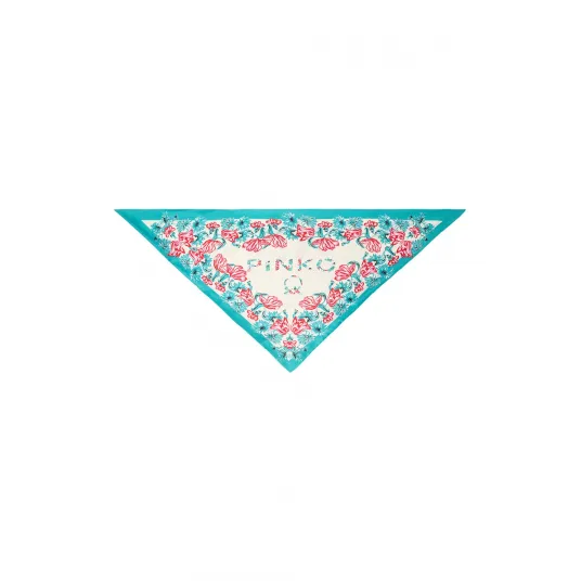 Pinko, Esarfa din amestec de matase cu model floral, Crem
