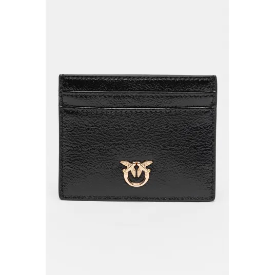 Pinko, Portcard din piele cu logo, Negru