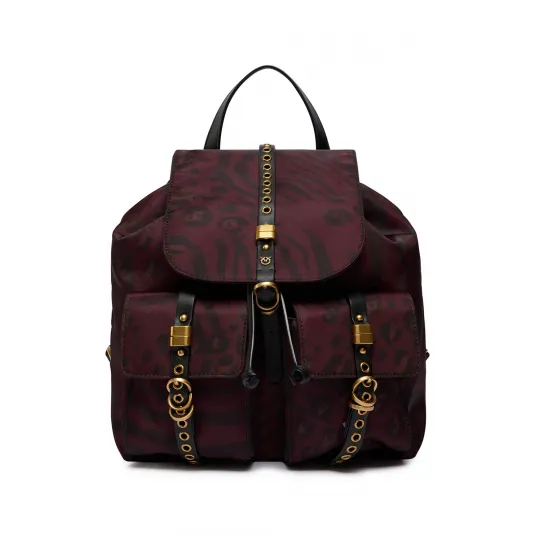 Pinko, Rucsac cu model si garnituri de piele, Violet