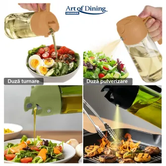 Pulverizator 2in1 ulei/otet Art of dining by Heinner, 7.5 x 18 cm, 450 ml, verde