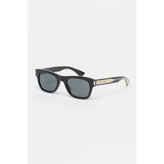 Saint Laurent, Ochelari de soare dreptunghiuari cu logo, Negru, 51-21-145