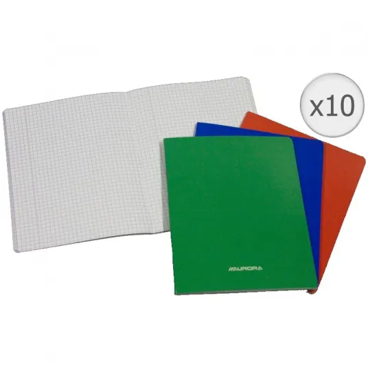 Set 10 Caiete A5, 36 file - 80gsm, liniat stanga, coperta carton laminat, AURORA - matematica -set 10 buc