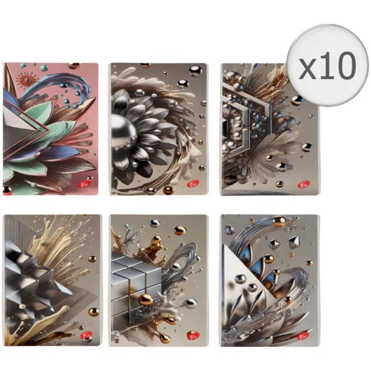 Set 10 Caiete A5, 48 file, 80gsm, coperta carton 300gsm, design 3D arts - matematica