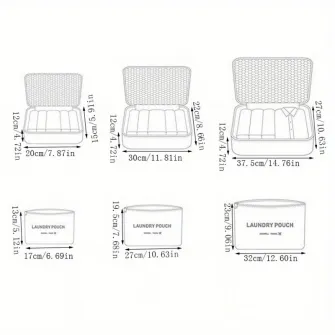 Set 6 Organizatoare Calatorie, Impermeabile, pentru Bagaj, Haine, Cosmetice, Pantofi, Marimi Diferite, Baby Blue