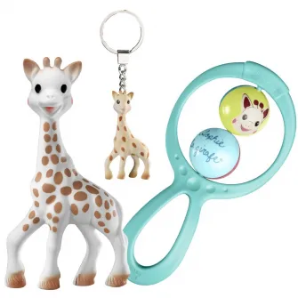 Set cadou Vulli - Girafa Sophie, zornaitoare si breloc