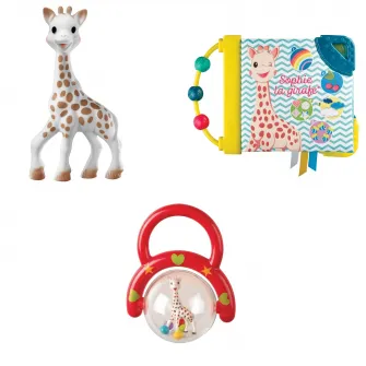 Set cadou Vulli - Girafa Sophie, zornaitoare si carticica cu activitati