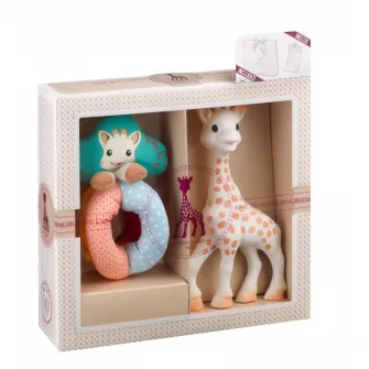 Set cadou Vulli Sophie-sticat - Girafa Sophie si jucarie zornaitoare cu bile