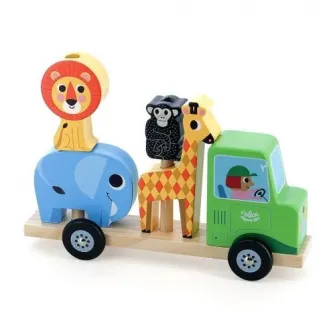 Set stivuibil din lemn Vilac, Tractorul cu animale