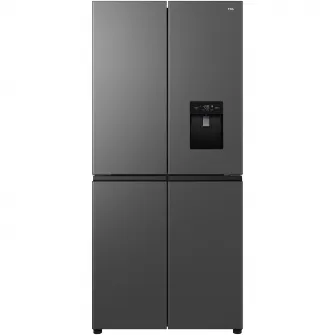 Side by Side TCL Croos Door RP466CSE1, 466 L, Total No Frost, Dozator de apa, Power Cool, Power Freeze, Compresor Inverter, AAT - Automatic Anion-releasing Technology, Touch Control Digital Display, Multi Air-Flow, 4 usi, Clasa E, Gri Quartz