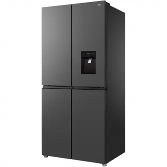 Side by Side TCL Croos Door RP466CSE1, 466 L, Total No Frost, Dozator de apa, Power Cool, Power Freeze, Compresor Inverter, AAT - Automatic Anion-releasing Technology, Touch Control Digital Display, Multi Air-Flow, 4 usi, Clasa E, Gri Quartz