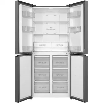 Side by Side TCL Croos Door RP466CSE1, 466 L, Total No Frost, Dozator de apa, Power Cool, Power Freeze, Compresor Inverter, AAT - Automatic Anion-releasing Technology, Touch Control Digital Display, Multi Air-Flow, 4 usi, Clasa E, Gri Quartz