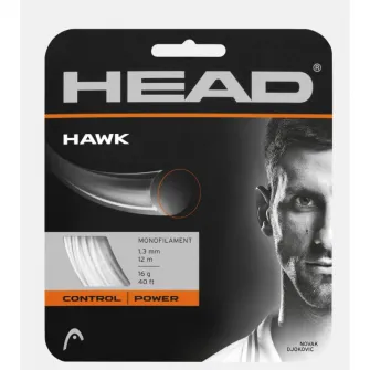 Snur tenis, HEAD, Alb, 1.20mm/12m, Hawk Monofilament Poliester Crystal Core Control+Power