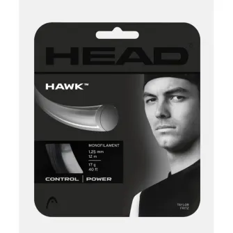 Snur tenis, HEAD, Gri 1.30mm/12m, Hawk Monofilament Poliester Crystal Core Control+Power