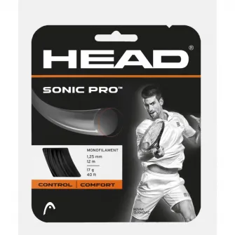 Snur tenis, HEAD, Negru, 1.30mm/12m, Sonic Pro Poliester Control+Comfort+Spin