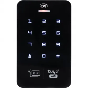 Tastatura control acces PNI DK150T cu Wi-Fi, deblocare cu PIN, card RFID si din aplicatia Tuya Smart, IP65, negru