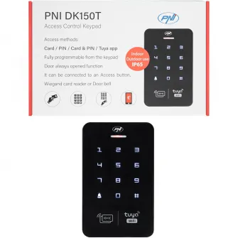 Tastatura control acces PNI DK150T cu Wi-Fi, deblocare cu PIN, card RFID si din aplicatia Tuya Smart, IP65, negru