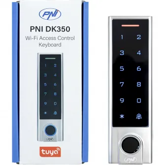 Tastatura control acces PNI DK350 cu Wi-Fi, card acces, amprenta, PIN, touch, IP66, aplicatie Tuya