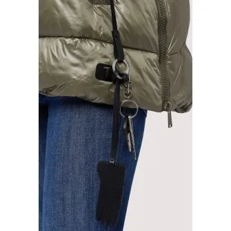 Trussardi, Breloc din piele in forma de manusa, Negru