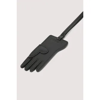 Trussardi, Breloc din piele in forma de manusa, Negru