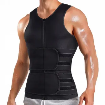 Vesta barbati pentru modelare si slabire, Neopren, 2XL, 113-119 cm, Negru