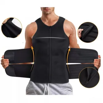 Vesta barbati pentru modelare si slabire, Neopren, 2XL, 113-119 cm, Negru