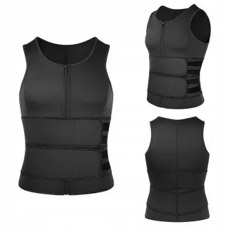 Vesta barbati pentru modelare si slabire, Neopren, 2XL, 113-119 cm, Negru