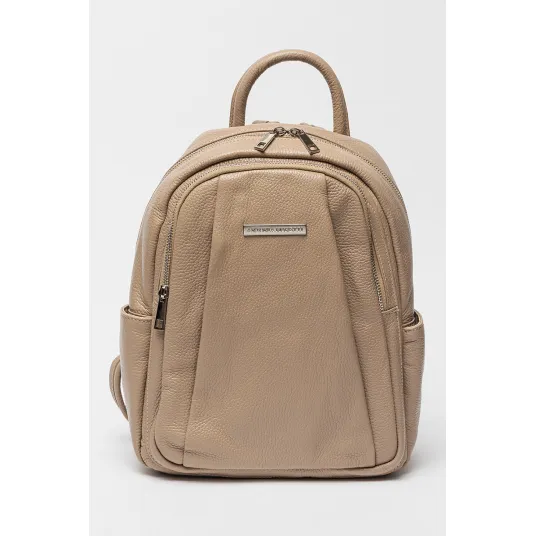 Antonia Moretti, Rucsac de piele cu aspect texturat, Maro taupe deschis