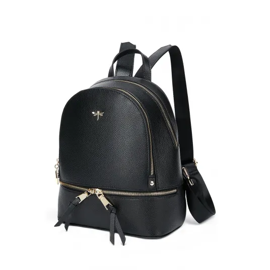 C'iel, Rucsac de piele cu aspect texturat Terry, Negru