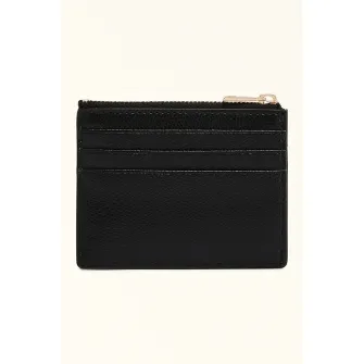 Furla, Portcart din piele cu fermoar Camelia, Negru