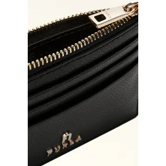 Furla, Portcart din piele cu fermoar Camelia, Negru
