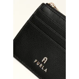 Furla, Portcart din piele cu fermoar Camelia, Negru
