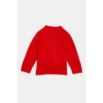 Marks & Spencer, Pulover cu decolteu la baza gatului si model, Rosu, Maro deschis, 62-69 CM