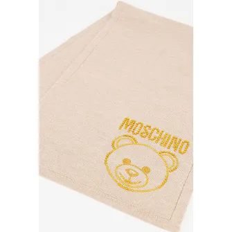 Moschino, Fular de lana cu logo, Maro deschis