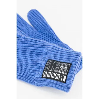 Moschino, Manusi de lana cu aplicatie logo, Indigo