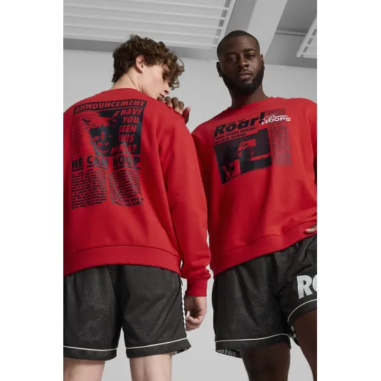 Puma, Bluza de trening pentru baschet Media Day, Rosu, XL