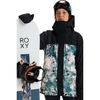 ROXY, Geaca cu gluga, pentru schi, Negru, Albastru prafuit, Alb optic, XS