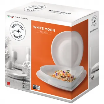 Serviciu de masa Bromioli White Moon, 18 piese, Opal alb