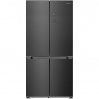 Side by side multidoor Heinner HSBS-HM505MDSINFDXE++, 505 l, Full No Frost, Compartiment convertibil frigider/congelator, Compresor Dual Inverter, Alarma usa deschisa, Clasa E, Dark Inox