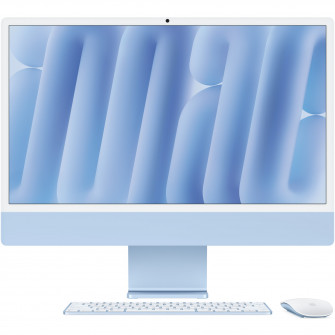 Sistem Desktop PC iMac 24'' cu procesor Apple M4, 8 nuclee CPU and 8 nuclee GPU, 24'', Retina 4.5K, 24GB, 1TB SSD, Blue