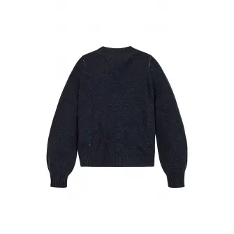 Tommy Hilfiger, Pulover de lana cu maneci cazute, Albastru ultramarin, 110 CM